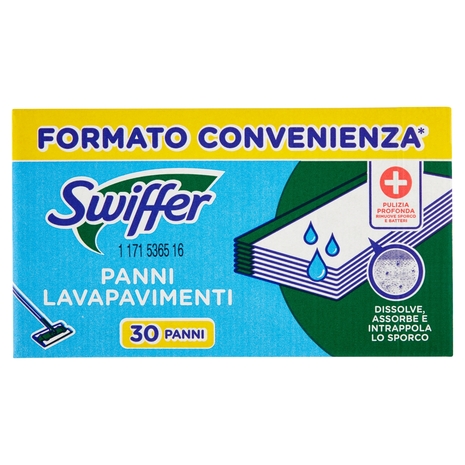 Swiffer Panni Umidi Lavapavimenti per Scopa con Detersivo Pavimenti Limone - 30 Salviette